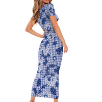 Mokihana Maile Ilima Leis Paniolo Palaka Family Matching Short Sleeve Bodycon Dress and Hawaiian Shirt Hawaiian Polu Spirit - Polynesian Pride