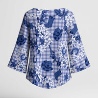 Mokihana Maile Ilima Leis Paniolo Palaka Kimono Sleeve Blouse Hawaiian Polu Spirit - Polynesian Pride