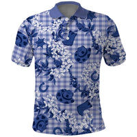 Mokihana Maile Ilima Leis Paniolo Palaka Polo Shirt Hawaiian Polu Spirit LT9 Blue - Polynesian Pride