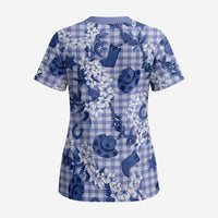 Mokihana Maile Ilima Leis Paniolo Palaka Scrub Top Hawaiian Polu Spirit - Polynesian Pride