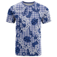Mokihana Maile Ilima Leis Paniolo Palaka T Shirt Hawaiian Polu Spirit LT9 Blue - Polynesian Pride