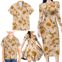 Mokihana Maile Ilima Leis Paniolo Palaka Family Matching Long Sleeve Bodycon Dress and Hawaiian Shirt Hawaiian Kula Spirit LT9 - Polynesian Pride