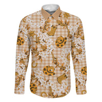 Mokihana Maile Ilima Leis Paniolo Palaka Family Matching Long Sleeve Bodycon Dress and Hawaiian Shirt Hawaiian Kula Spirit LT9 Dad's Shirt - Long Sleeve Gold - Polynesian Pride