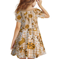 Mokihana Maile Ilima Leis Paniolo Palaka Family Matching Off The Shoulder Long Sleeve Dress and Hawaiian Shirt Hawaiian Kula Spirit LT9 - Polynesian Pride