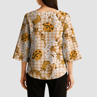 Mokihana Maile Ilima Leis Paniolo Palaka Kimono Sleeve Blouse Hawaiian Kula Spirit - Polynesian Pride