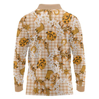 Mokihana Maile Ilima Leis Paniolo Palaka Long Sleeve Polo Shirt Hawaiian Kula Spirit - Polynesian Pride