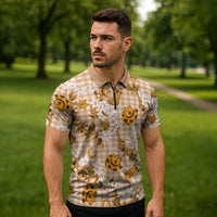 Mokihana Maile Ilima Leis Paniolo Palaka Zipper Polo Shirt Hawaiian Kula Spirit LT9 - Polynesian Pride