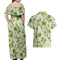 Mokihana Maile Ilima Leis Paniolo Palaka Couples Matching Off Shoulder Maxi Dress and Hawaiian Shirt Hawaiian Omaomo Ala Spirit LT9 - Polynesian Pride