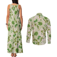 Mokihana Maile Ilima Leis Paniolo Palaka Couples Matching Tank Maxi Dress and Long Sleeve Button Shirt Hawaiian Omaomo Ala Spirit - Polynesian Pride