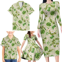 Mokihana Maile Ilima Leis Paniolo Palaka Family Matching Long Sleeve Bodycon Dress and Hawaiian Shirt Hawaiian Omaomo Ala Spirit LT9 - Polynesian Pride