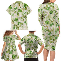 Mokihana Maile Ilima Leis Paniolo Palaka Family Matching Long Sleeve Bodycon Dress and Hawaiian Shirt Hawaiian Omaomo Ala Spirit LT9 - Polynesian Pride