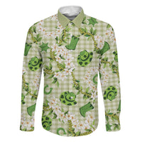 Mokihana Maile Ilima Leis Paniolo Palaka Family Matching Off The Shoulder Long Sleeve Dress and Hawaiian Shirt Hawaiian Omaomo Ala Spirit LT9 Dad's Shirt - Long Sleeve Green - Polynesian Pride