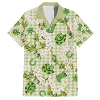 Mokihana Maile Ilima Leis Paniolo Palaka Family Matching Short Sleeve Bodycon Dress and Hawaiian Shirt Hawaiian Omaomo Ala Spirit LT9 Dad's Shirt - Short Sleeve Green - Polynesian Pride