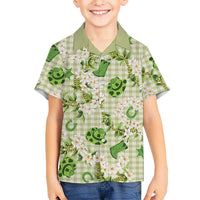 Mokihana Maile Ilima Leis Paniolo Palaka Kid Hawaiian Shirt Hawaiian Omaomo Ala Spirit LT9 Kid Green - Polynesian Pride