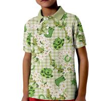 Mokihana Maile Ilima Leis Paniolo Palaka Kid Polo Shirt Hawaiian Omaomo Ala Spirit LT9 Kid Green - Polynesian Pride