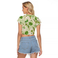 Mokihana Maile Ilima Leis Paniolo Palaka Raglan Cropped T Shirt Hawaiian Omaomo Ala Spirit LT9 - Polynesian Pride