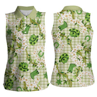 Mokihana Maile Ilima Leis Paniolo Palaka Women Sleeveless Polo Shirt Hawaiian Omaomo Ala Spirit - Polynesian Pride