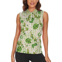 Mokihana Maile Ilima Leis Paniolo Palaka Women Sleeveless Polo Shirt Hawaiian Omaomo Ala Spirit - Polynesian Pride