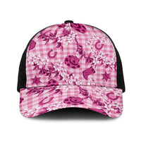 Mokihana Maile Ilima Leis Paniolo Palaka Baseball Net Cap Hawaiian Omaomo Ulaula Spirit LT9 One Size Black Pink - Polynesian Pride
