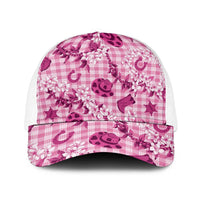 Mokihana Maile Ilima Leis Paniolo Palaka Baseball Net Cap Hawaiian Omaomo Ulaula Spirit LT9 One Size White Pink - Polynesian Pride