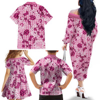 Mokihana Maile Ilima Leis Paniolo Palaka Family Matching Off The Shoulder Long Sleeve Dress and Hawaiian Shirt Hawaiian Omaomo Ulaula Spirit LT9 - Polynesian Pride