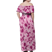 Mokihana Maile Ilima Leis Paniolo Palaka Family Matching Off Shoulder Maxi Dress and Hawaiian Shirt Hawaiian Omaomo Ulaula Spirit - Polynesian Pride