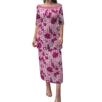 Mokihana Maile Ilima Leis Paniolo Palaka Family Matching Puletasi and Hawaiian Shirt Hawaiian Omaomo Ulaula Spirit LT9 Pink - Polynesian Pride