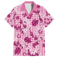 Mokihana Maile Ilima Leis Paniolo Palaka Family Matching Summer Maxi Dress and Hawaiian Shirt Hawaiian Omaomo Ulaula Spirit LT9 Dad's Shirt - Short Sleeve Pink - Polynesian Pride
