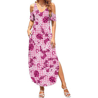 Mokihana Maile Ilima Leis Paniolo Palaka Family Matching Summer Maxi Dress and Hawaiian Shirt Hawaiian Omaomo Ulaula Spirit LT9 Pink - Polynesian Pride