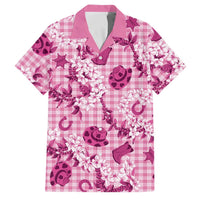 Mokihana Maile Ilima Leis Paniolo Palaka Family Matching Tank Maxi Dress and Hawaiian Shirt Hawaiian Omaomo Ulaula Spirit LT9 Dad's Shirt - Short Sleeve Pink - Polynesian Pride