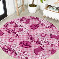 Mokihana Maile Ilima Leis Paniolo Palaka Round Carpet Hawaiian Omaomo Ulaula Spirit LT9 Pink - Polynesian Pride