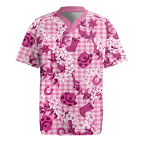 Mokihana Maile Ilima Leis Paniolo Palaka Rugby Jersey Hawaiian Omaomo Ulaula Spirit LT9 Pink - Polynesian Pride