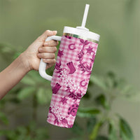 Mokihana Maile Ilima Leis Paniolo Palaka Tumbler With Handle Hawaiian Omaomo Ulaula Spirit - Polynesian Pride