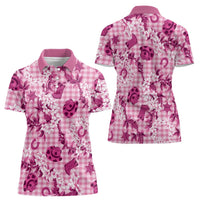 Mokihana Maile Ilima Leis Paniolo Palaka Women Polo Shirt Hawaiian Omaomo Ulaula Spirit LT9 - Polynesian Pride