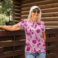 Mokihana Maile Ilima Leis Paniolo Palaka Women Polo Shirt Hawaiian Omaomo Ulaula Spirit LT9 - Polynesian Pride