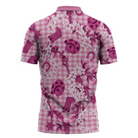 Mokihana Maile Ilima Leis Paniolo Palaka Zipper Polo Shirt Hawaiian Omaomo Ulaula Spirit - Polynesian Pride