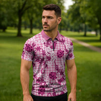Mokihana Maile Ilima Leis Paniolo Palaka Zipper Polo Shirt Hawaiian Omaomo Ulaula Spirit - Polynesian Pride