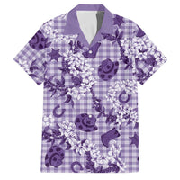 Mokihana Maile Ilima Leis Paniolo Palaka Family Matching Mermaid Dress and Hawaiian Shirt Hawaiian Poni Spirit LT9 Dad's Shirt - Short Sleeve Purple - Polynesian Pride