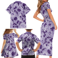 Mokihana Maile Ilima Leis Paniolo Palaka Family Matching Short Sleeve Bodycon Dress and Hawaiian Shirt Hawaiian Poni Spirit - Polynesian Pride