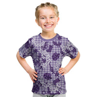 Mokihana Maile Ilima Leis Paniolo Palaka Kid T Shirt Hawaiian Poni Spirit LT9 Purple - Polynesian Pride