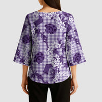 Mokihana Maile Ilima Leis Paniolo Palaka Kimono Sleeve Blouse Hawaiian Poni Spirit - Polynesian Pride