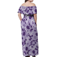 Mokihana Maile Ilima Leis Paniolo Palaka Off Shoulder Maxi Dress Hawaiian Poni Spirit - Polynesian Pride
