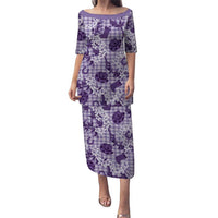 Mokihana Maile Ilima Leis Paniolo Palaka Puletasi Hawaiian Poni Spirit LT9 Long Dress Purple - Polynesian Pride