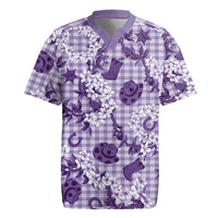 Mokihana Maile Ilima Leis Paniolo Palaka Rugby Jersey Hawaiian Poni Spirit LT9 Purple - Polynesian Pride