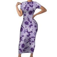 Mokihana Maile Ilima Leis Paniolo Palaka Short Sleeve Bodycon Dress Hawaiian Poni Spirit - Polynesian Pride
