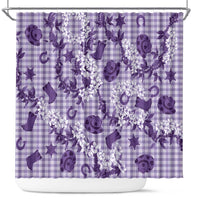 Mokihana Maile Ilima Leis Paniolo Palaka Shower Curtain Hawaiian Poni Spirit - Polynesian Pride