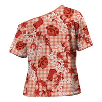 Mokihana Maile Ilima Leis Paniolo Palaka Cross Shoulder Shirt Hawaiian Ulaula Spirit LT9 - Polynesian Pride