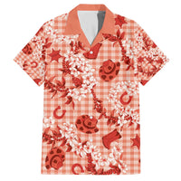 Mokihana Maile Ilima Leis Paniolo Palaka Family Matching Off The Shoulder Long Sleeve Dress and Hawaiian Shirt Hawaiian Ulaula Spirit - Polynesian Pride