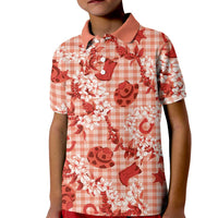 Mokihana Maile Ilima Leis Paniolo Palaka Kid Polo Shirt Hawaiian Ulaula Spirit LT9 Kid Red - Polynesian Pride