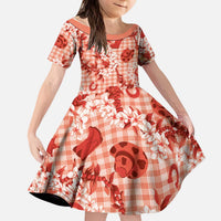 Mokihana Maile Ilima Leis Paniolo Palaka Kid Short Sleeve Dress Hawaiian Ulaula Spirit LT9 KID Red - Polynesian Pride